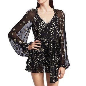 LoveShackFancy Rina Star Metallic Silk-Blend Dress